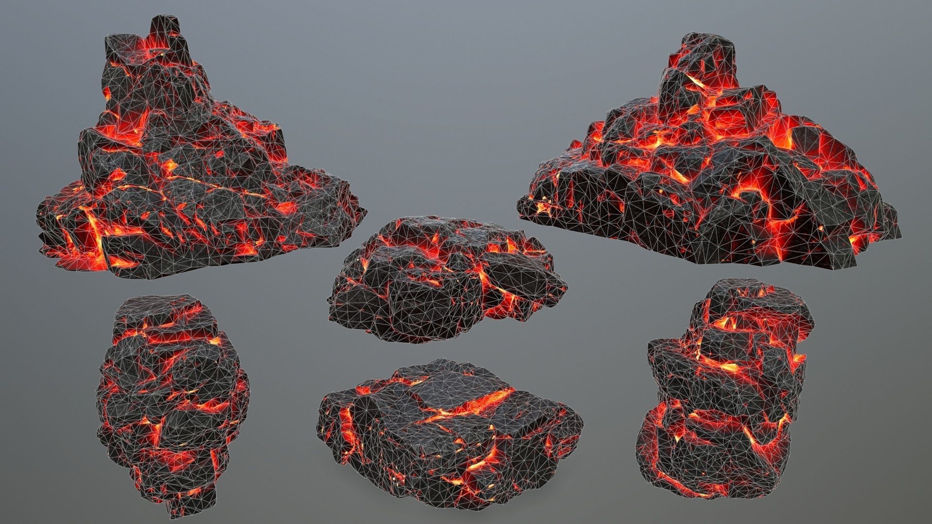 lava rocks Low-poly 3D model_1