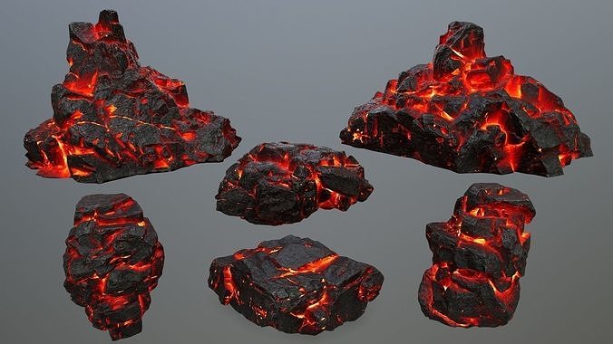 lava rocks Low-poly 3D model
