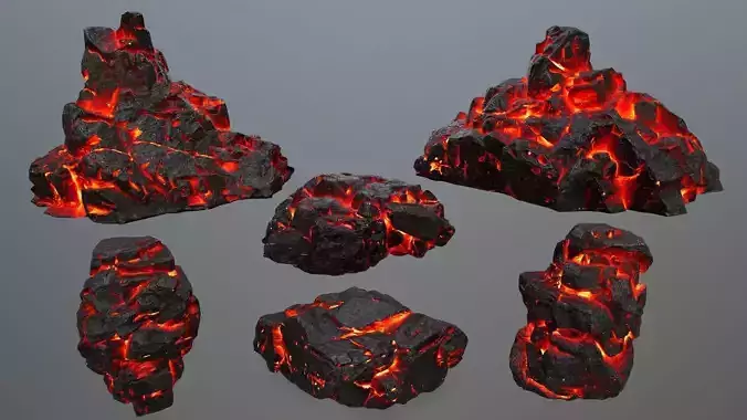 lava rocks Low-poly 3D model