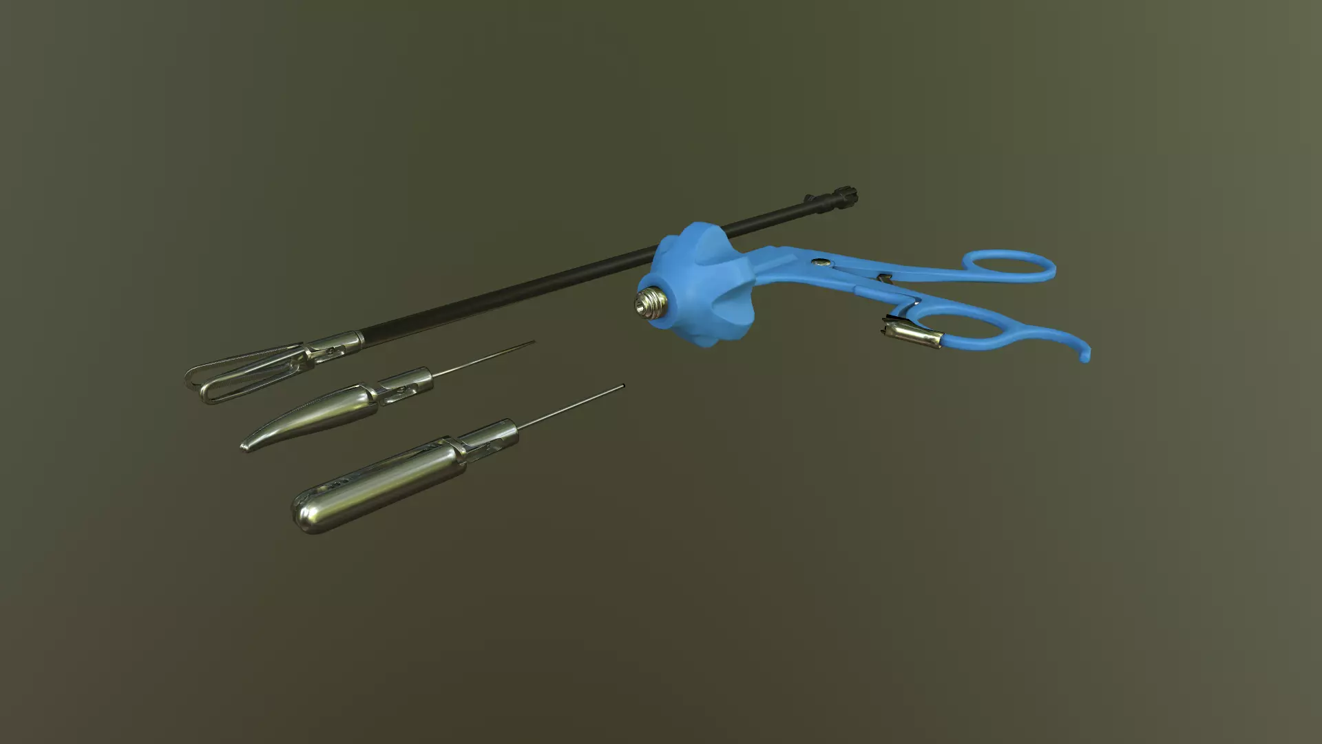 Laparoscopic tool for med VR training simulator Low-poly 3D model_0