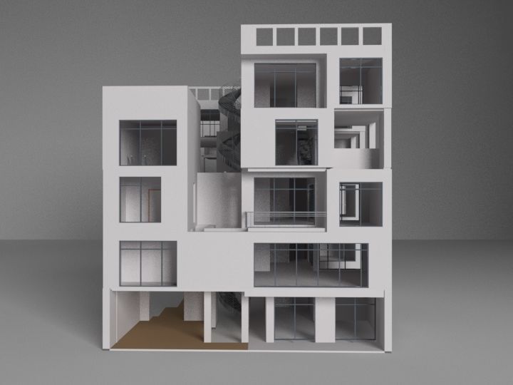 Futuristic building 3D model_2