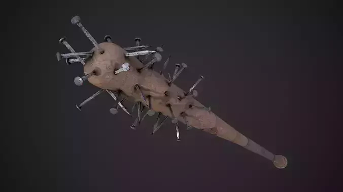 Nailed Baseball Bat Low-poly 3D model