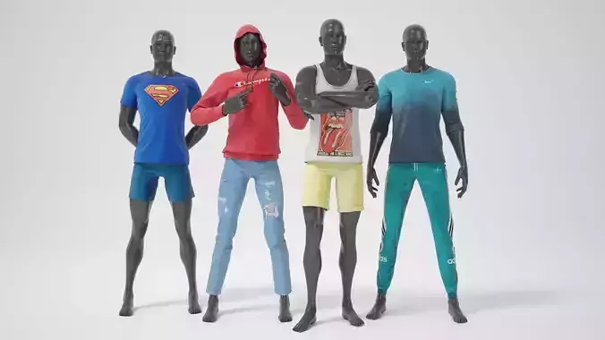 Man mannequins whith clothes STRONG pack 3D model