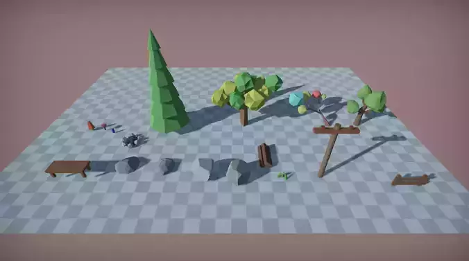 Trees Rocks and other Small Low Poly 3D Pack
