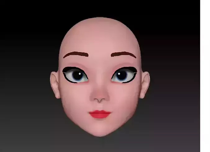 Stylized Female Basic Mesh Head 3D model