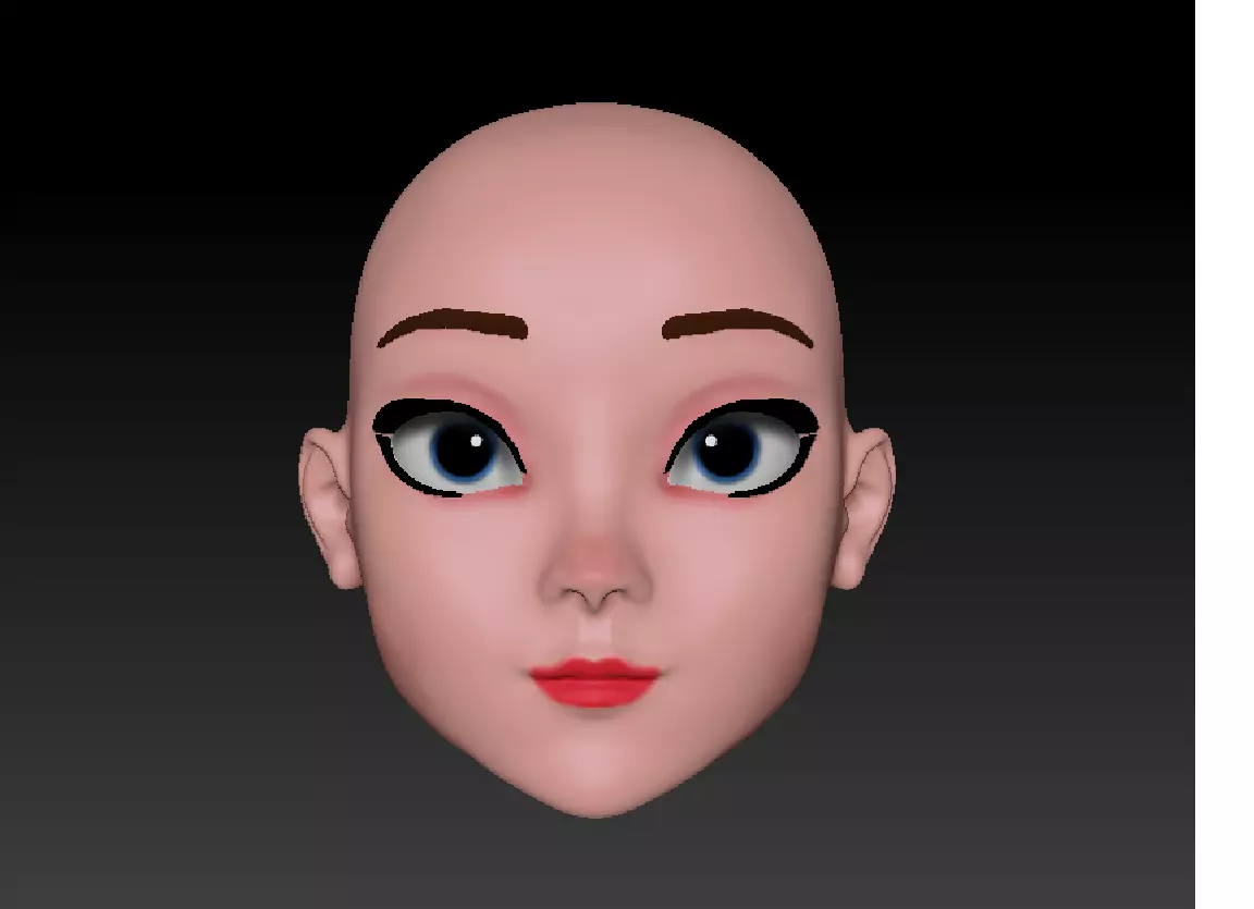 Stylized Female Basic Mesh Head 3D model 3D model_0