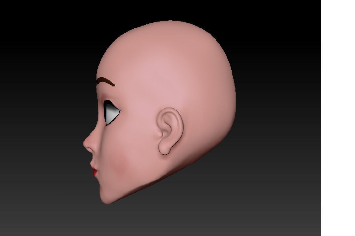 Stylized Female Basic Mesh Head 3D model 3D model_3