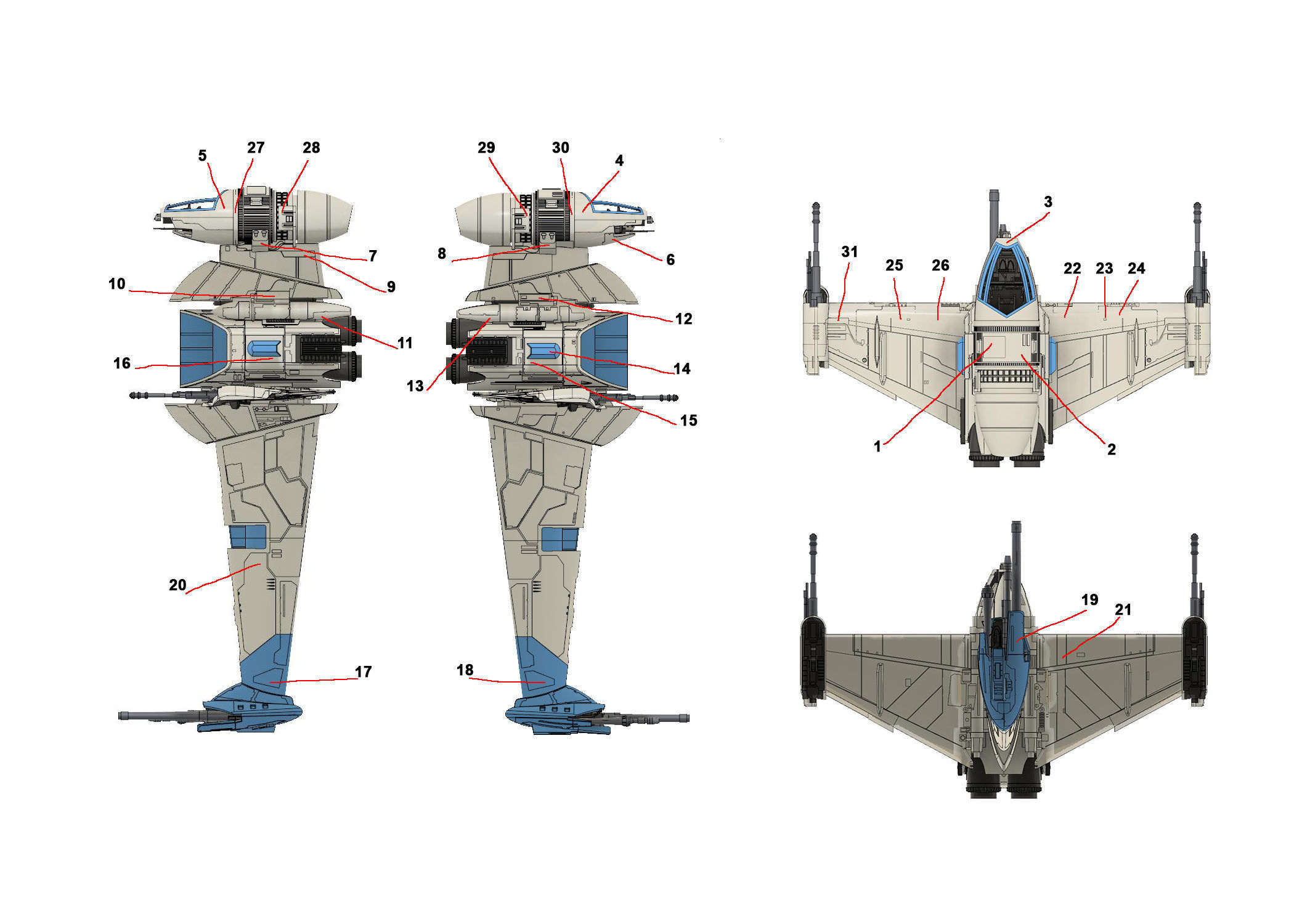 starwars Y-wing and B-wing 3D Model Collection_11