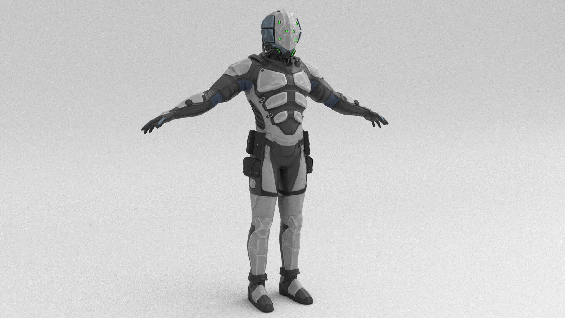 Character Scifi Recon Low-poly 3D model_2