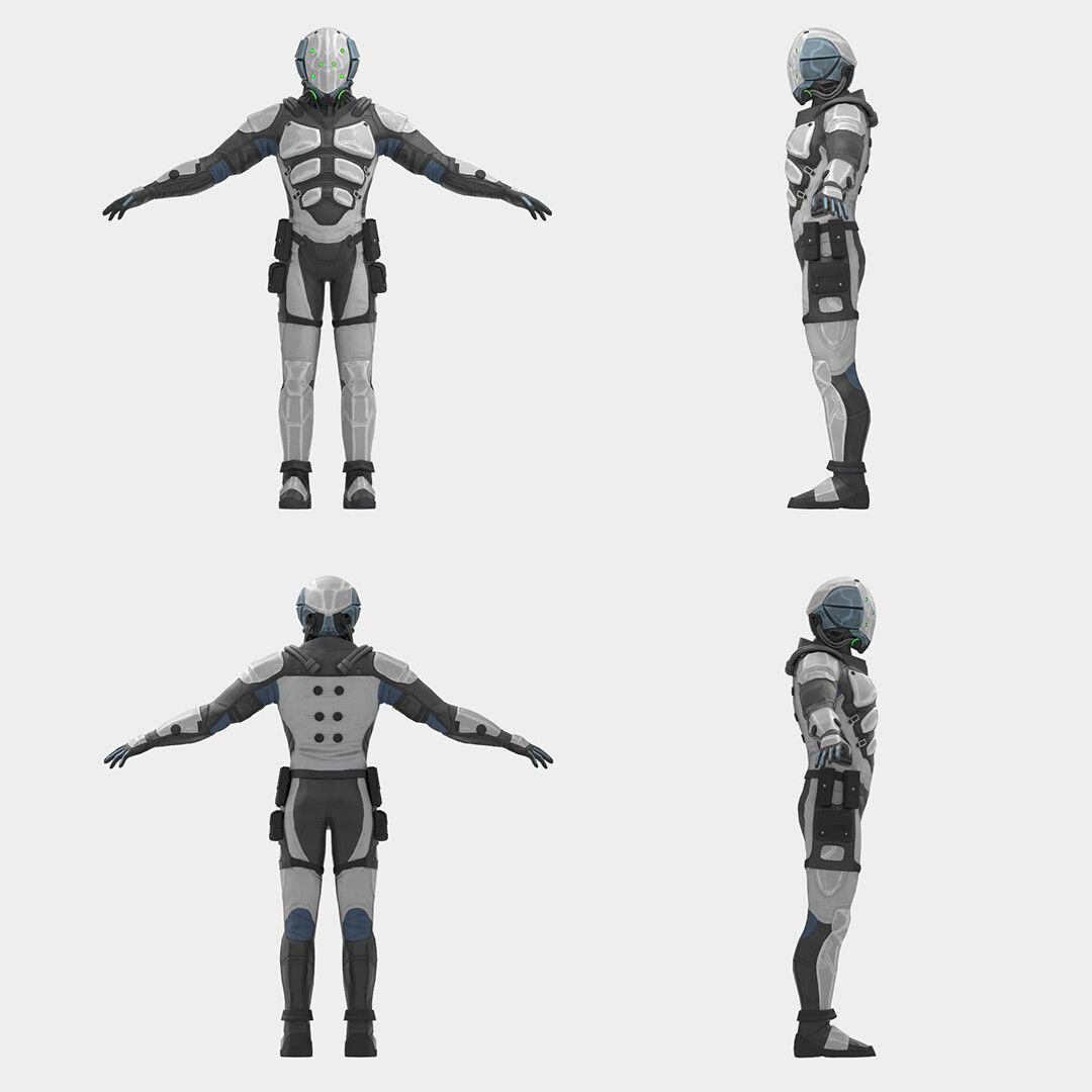 Character Scifi Recon Low-poly 3D model_6