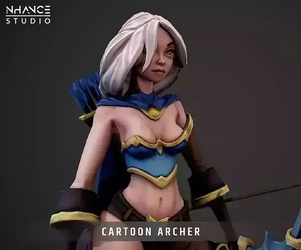 Cartoon Archer Low-poly 3D model