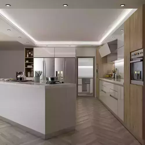 kitchen modern with cabinets and wooden floors