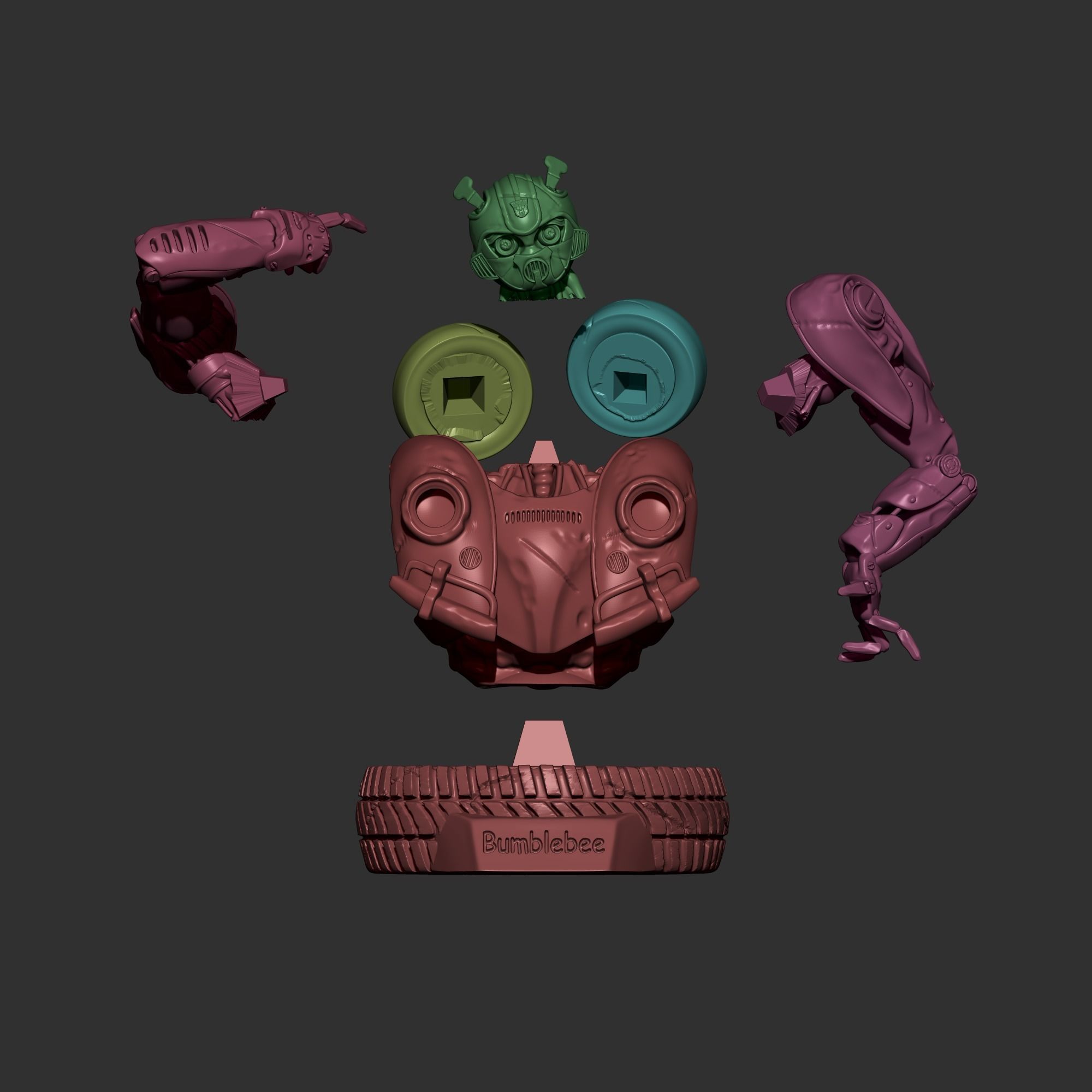 Bumblebee robot 3D print model_7