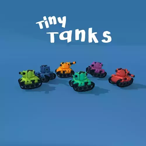 Toony Series - Tiny Tanks - 6 color variants - game-ready asset Low-poly 3D model