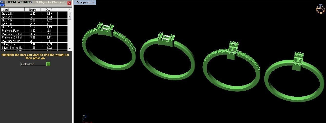 Baquette Diamond Ring 3D print model_3