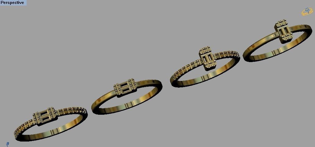 Baquette Diamond Ring 3D print model_8