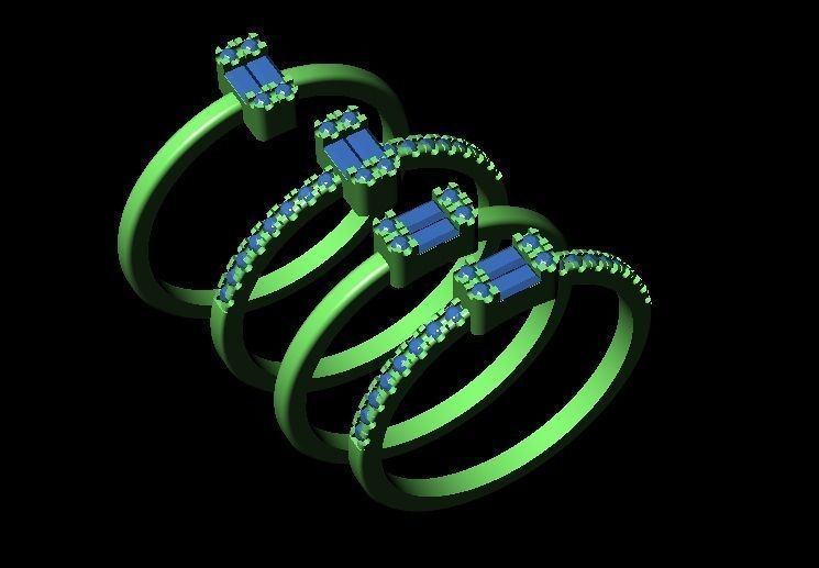 Baquette Diamond Ring 3D print model_9