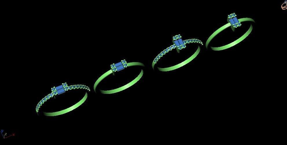 Baquette Diamond Ring 3D print model_4