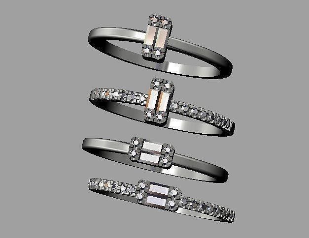 Baquette Diamond Ring 3D print model