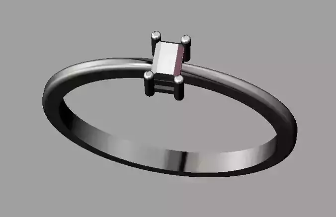Baquette Diamond Ring Free 3D print model