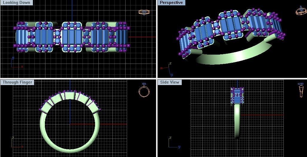 Baquette Diamond Ring 3D print model_4