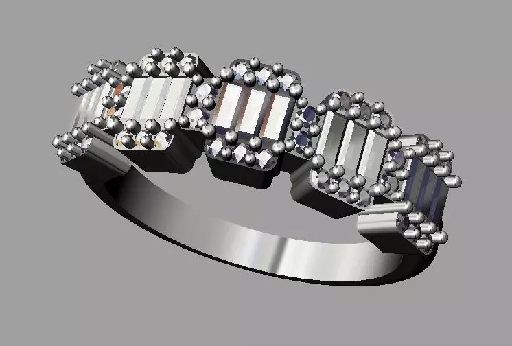 Baquette Diamond Ring 3D print model_0