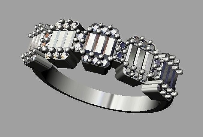 Baquette Diamond Ring 3D print model