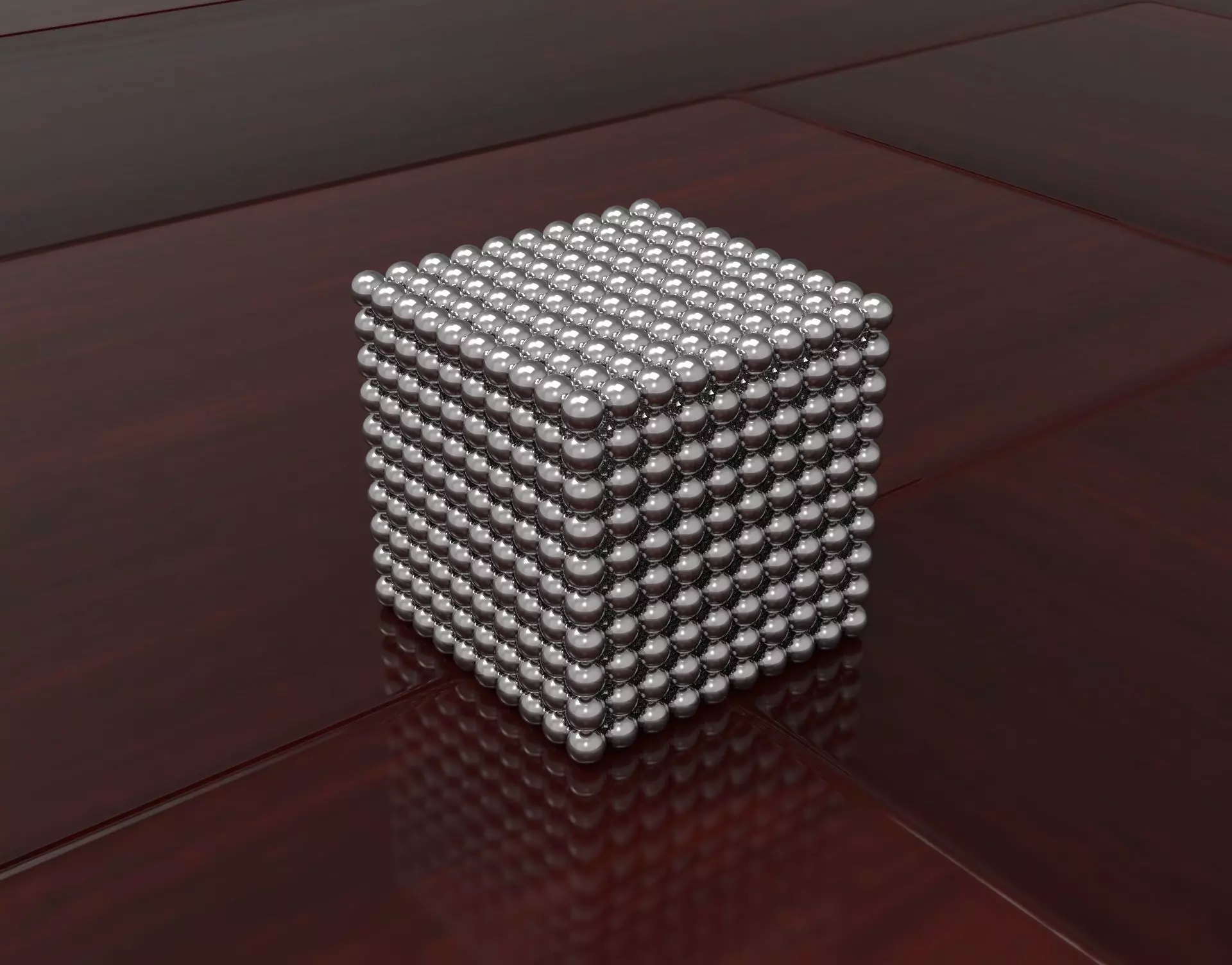 NeoCube cube of silver balls Free 3D model