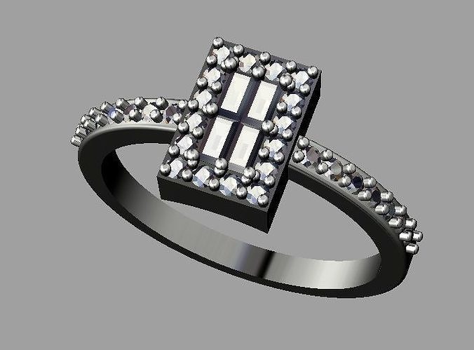 Baquette Diamond Ring 3D print model