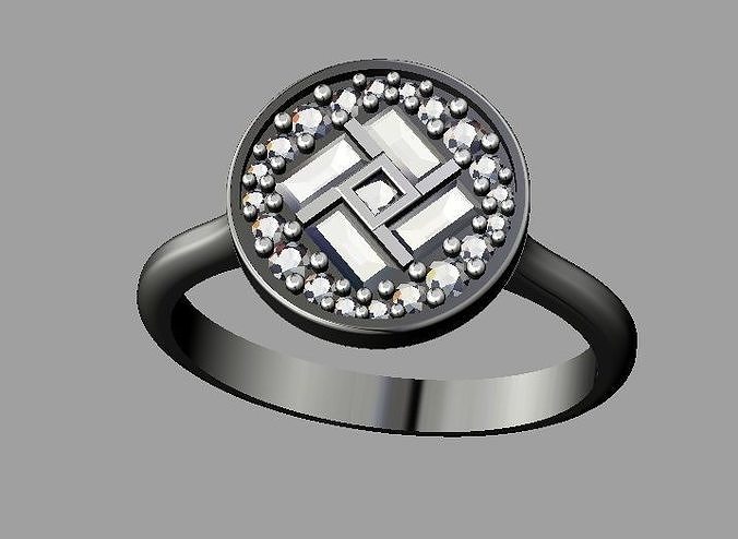 Baquette Diamond Ring 3D print model