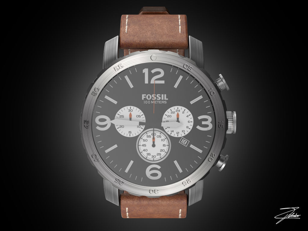 Fossil JR 1486 wristwatch 3D model_1