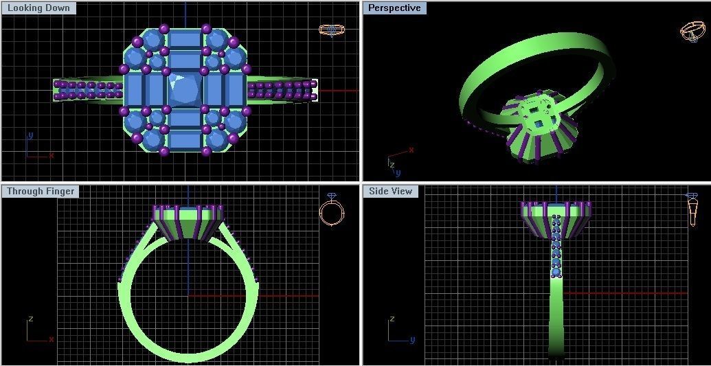Baquette Diamond Ring 3D print model_5