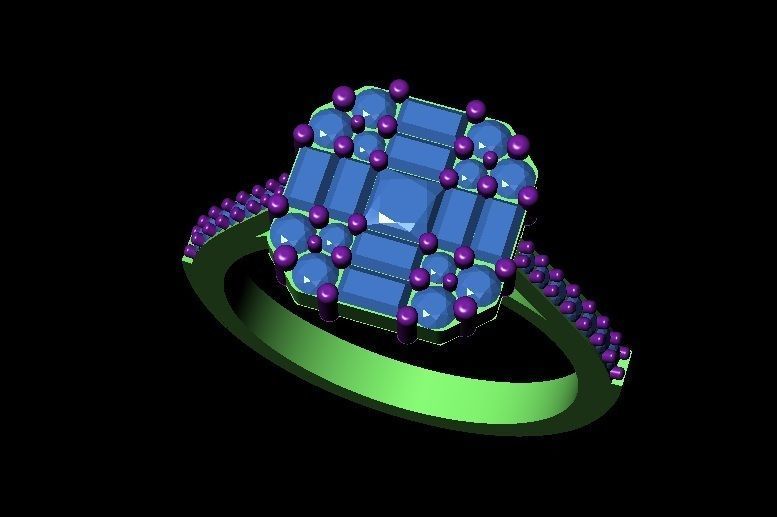 Baquette Diamond Ring 3D print model_8