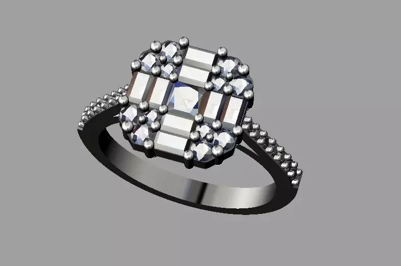 Baquette Diamond Ring 3D print model_0