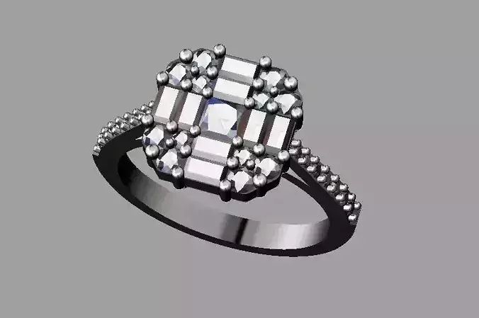 Baquette Diamond Ring 3D print model