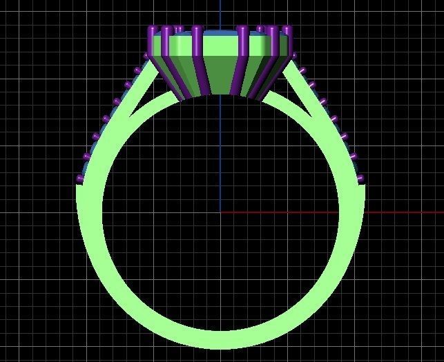 Baquette Diamond Ring 3D print model_6