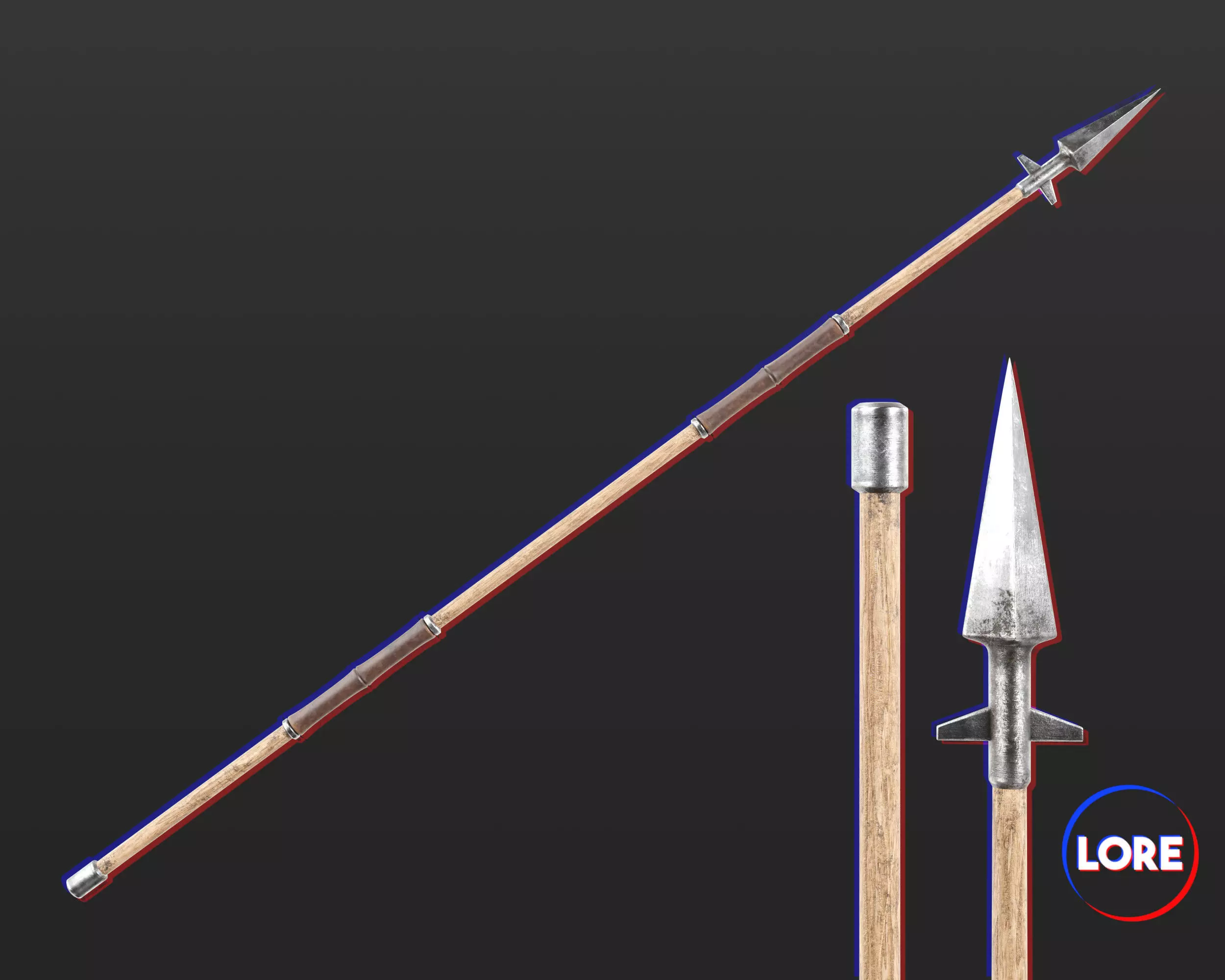 Medieval Knightly Weapon Spear Low-poly 3D model_0