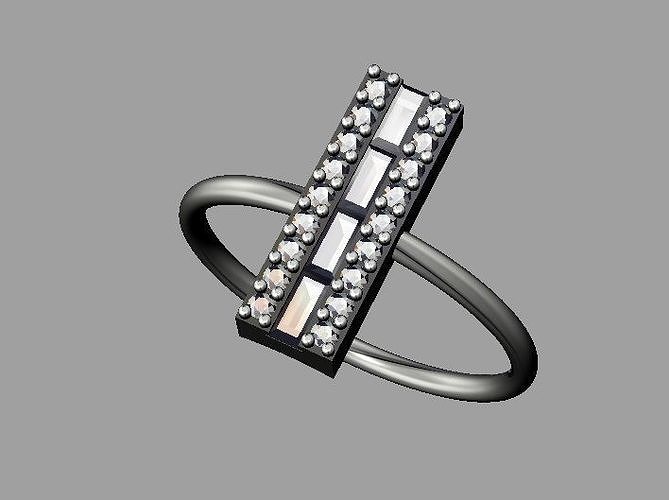 Baquette Diamond Ring 3D print model