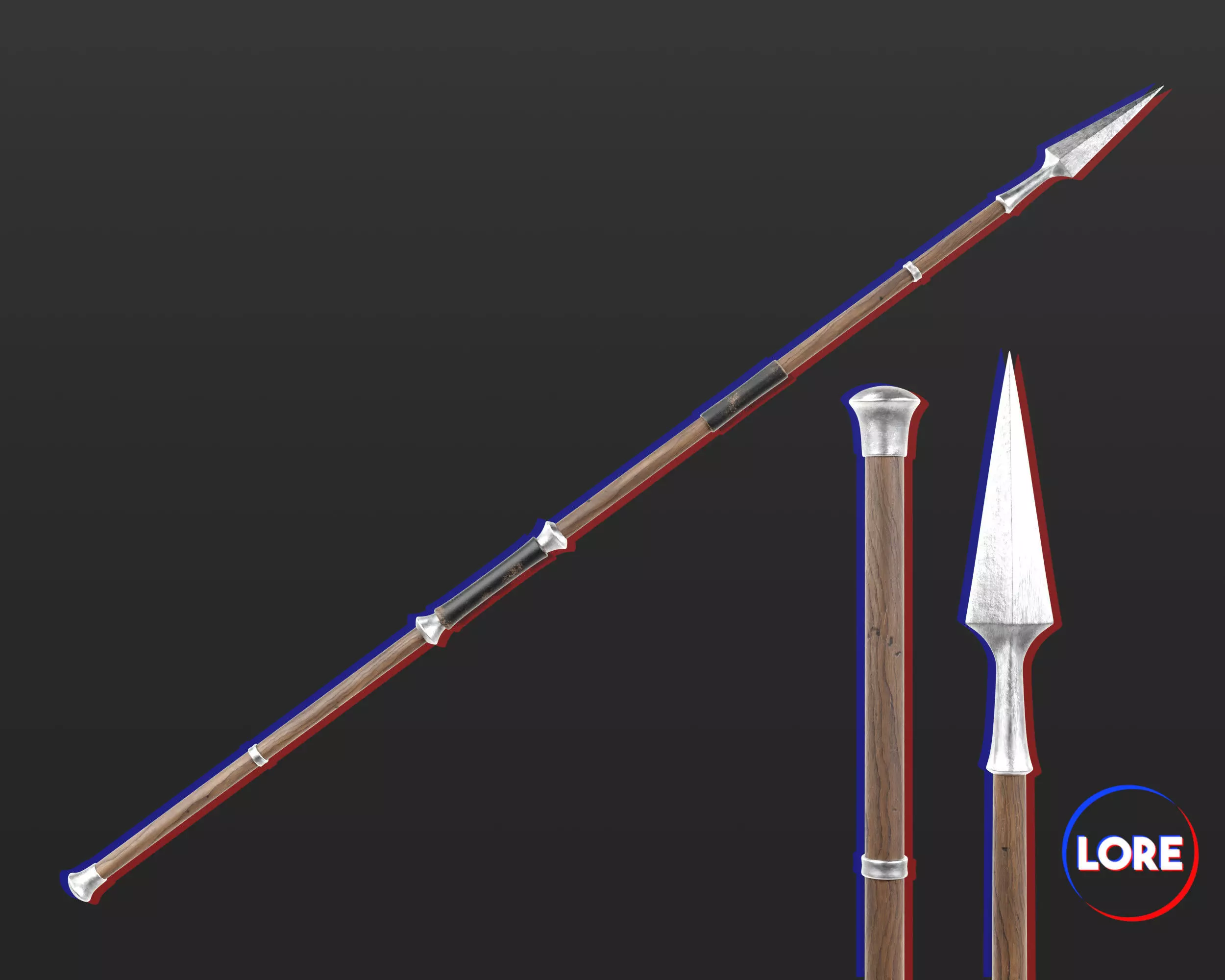 Medieval Elegant Weapon Spear Low-poly 3D model_0