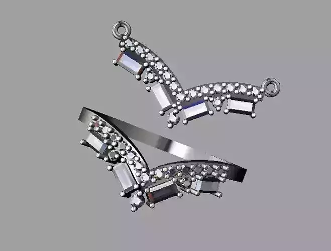 Chevron Diamond Ring and Necklace