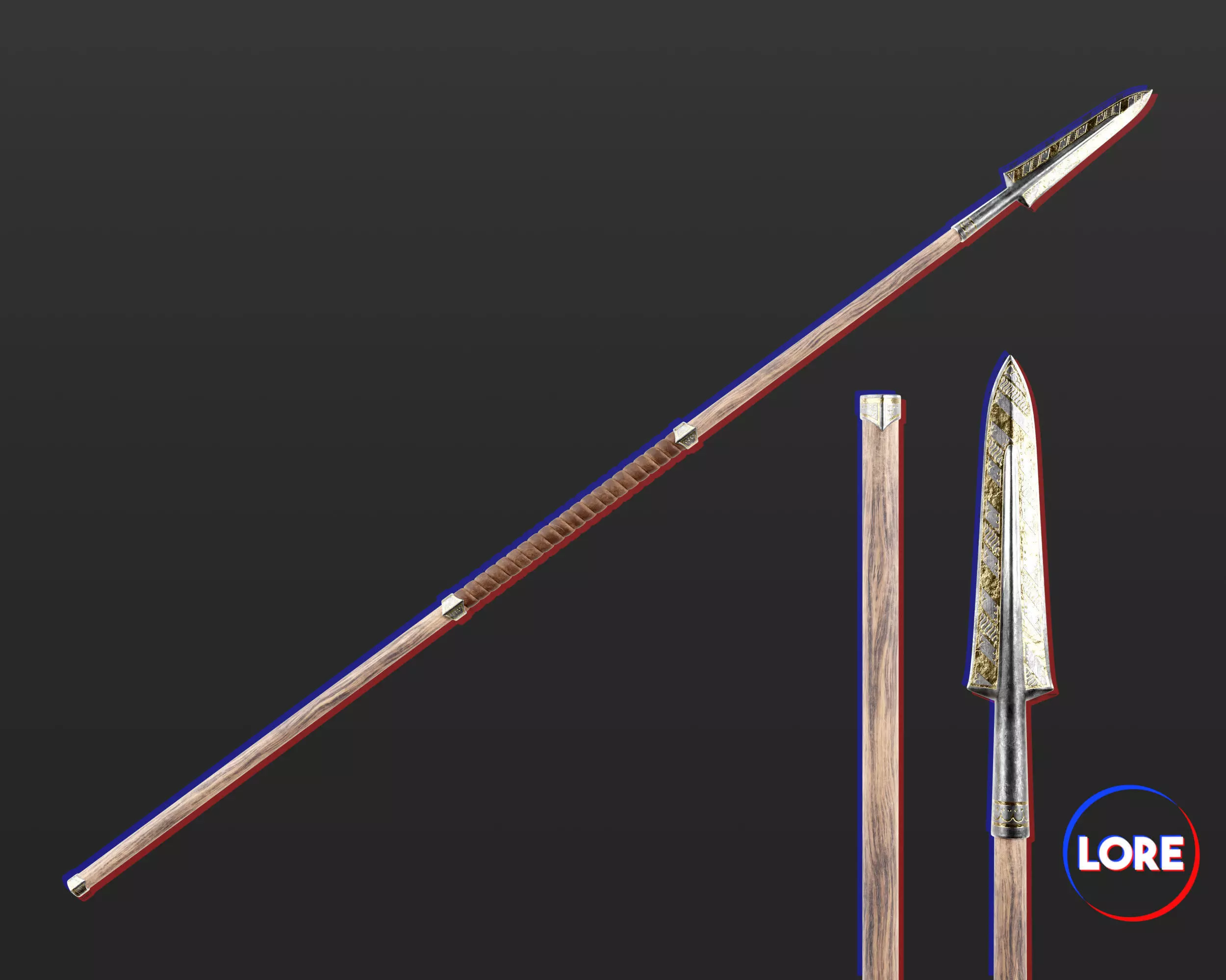 Medieval Noble Weapon Spear Low-poly 3D model_0