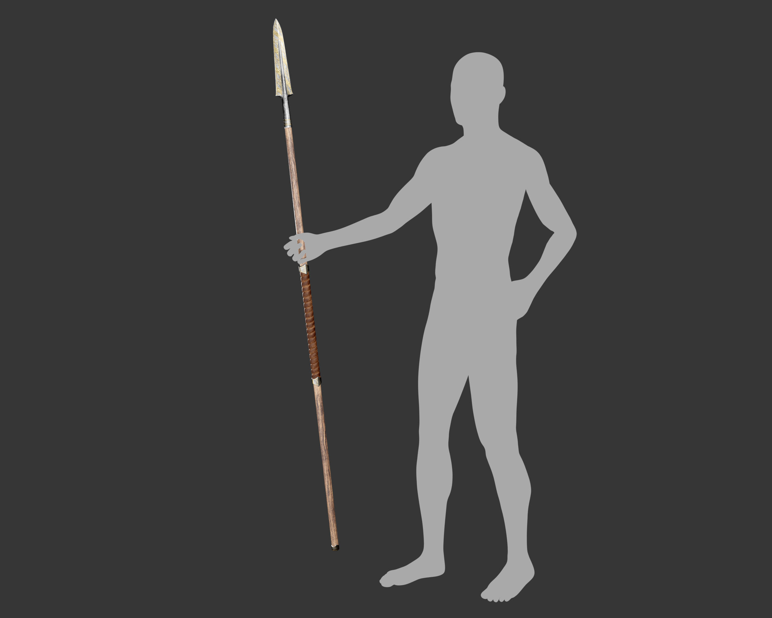 Medieval Noble Weapon Spear Low-poly 3D model_15
