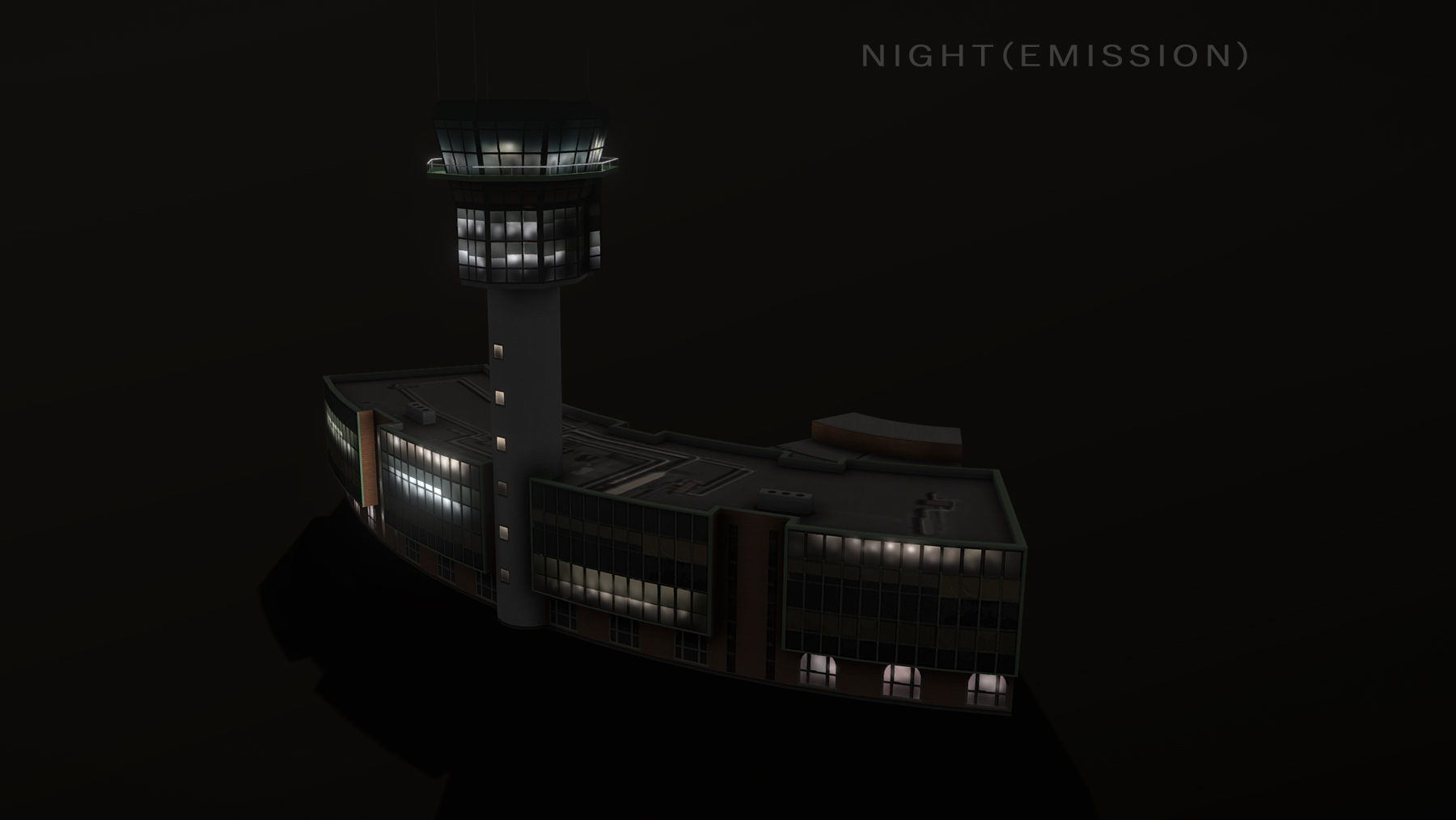 Airport Control Tower LIRN KDP Naples International Airport   Low-poly 3D model_11