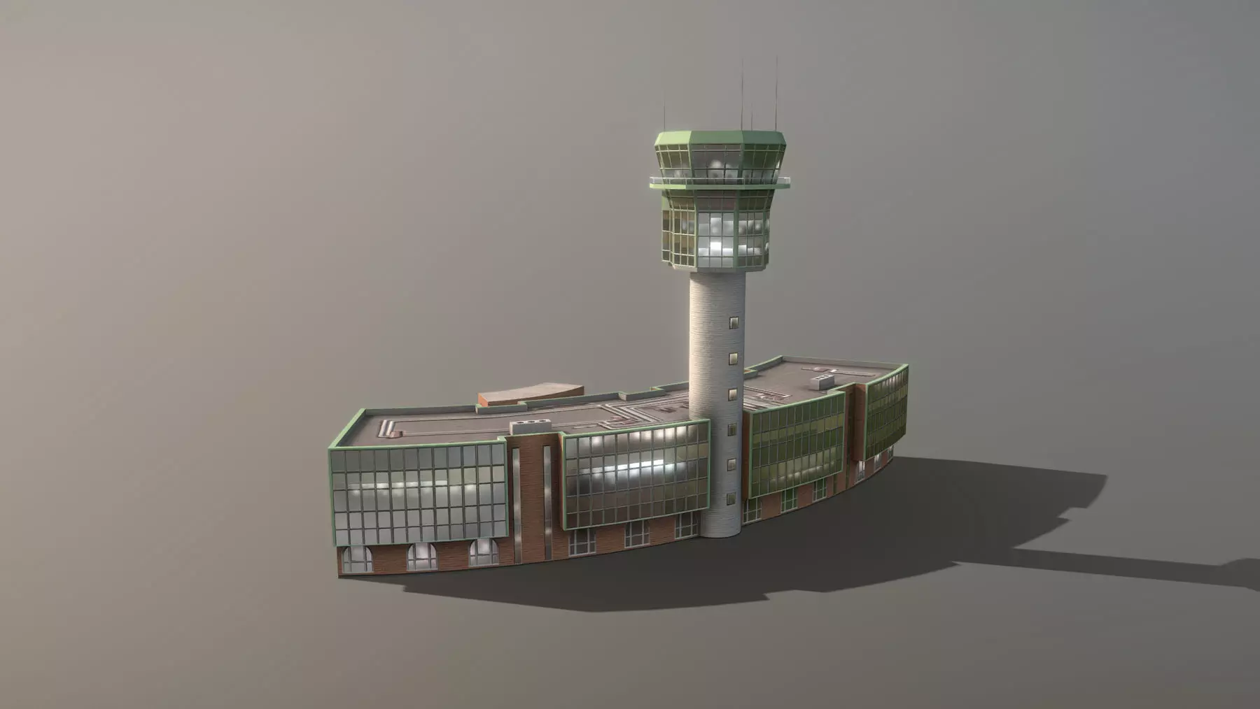 Airport Control Tower LIRN KDP Naples International Airport   Low-poly 3D model_0