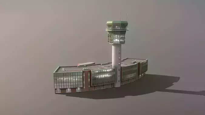 Airport Control Tower LIRN KDP Naples International Airport   Low-poly 3D model