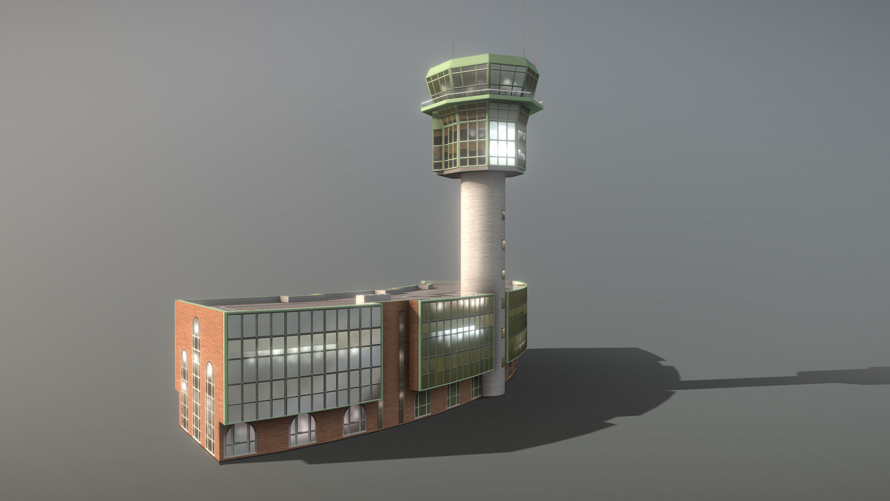 Airport Control Tower LIRN KDP Naples International Airport   Low-poly 3D model_4
