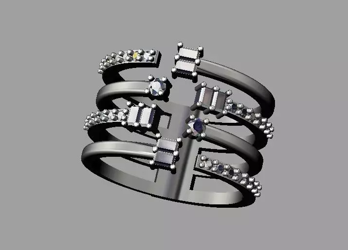 Baquette Diamond Ring 3D print model_0