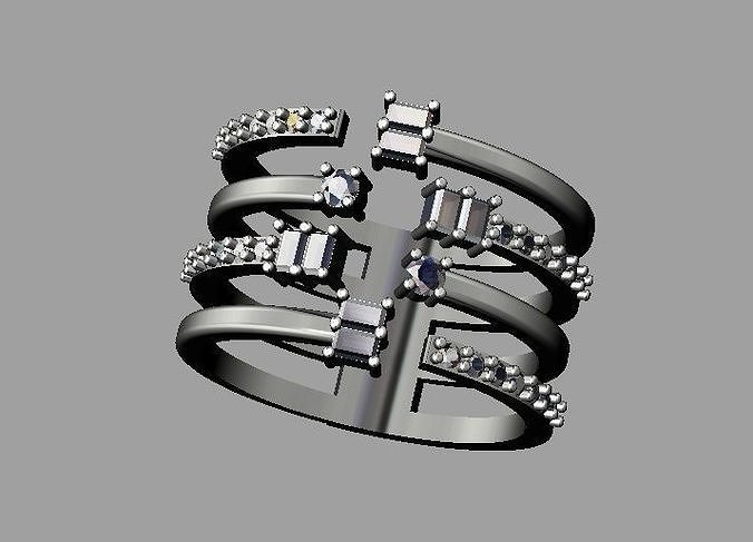 Baquette Diamond Ring 3D print model