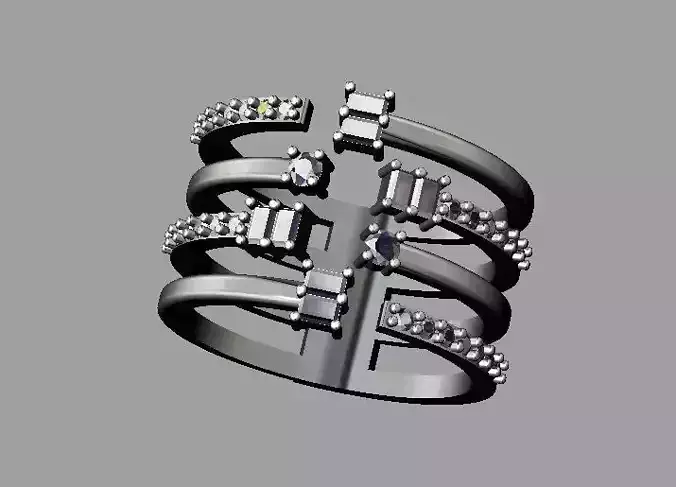 Baquette Diamond Ring 3D print model