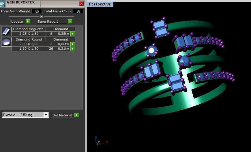 Baquette Diamond Ring 3D print model_2